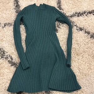 Hollister Teal Ribbed Fit-and-Flare Sweater Dress